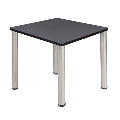 30 in. Small Square Breakroom Table- Grey Top, Chrome Legs