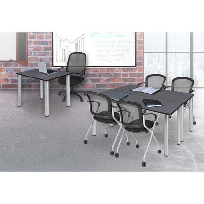 30 in. Small Square Breakroom Table- Grey Top, Chrome Legs