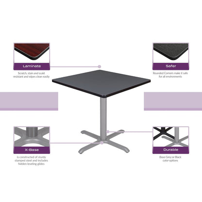 30 in. Small Square Breakroom Table- Grey Top, Black Legs