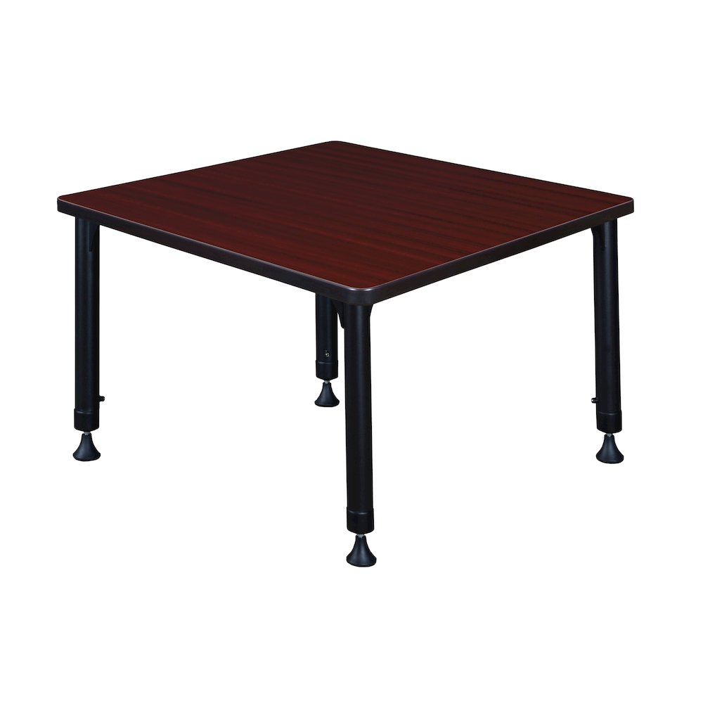 30 in.Square Height Adjustable Classroom Activity Table- Mahogany