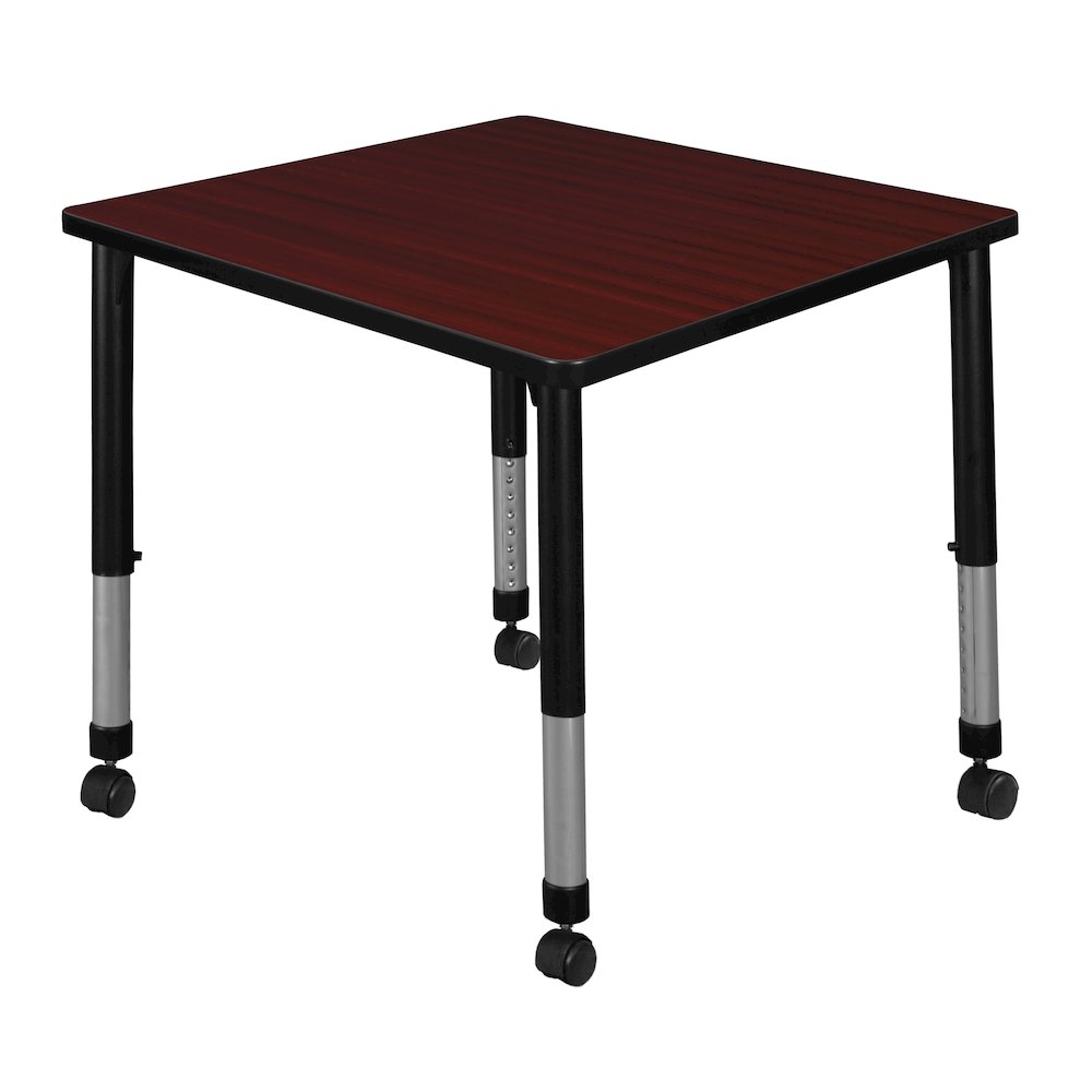 30 in. Square Height Adjustable Moblie Classroom Activity Table- Mahogany