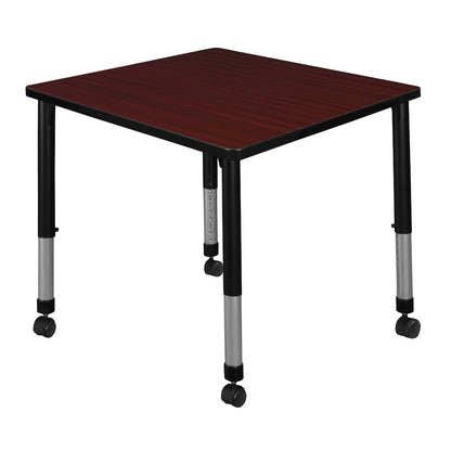 30 in. Square Height Adjustable Moblie Classroom Activity Table- Mahogany