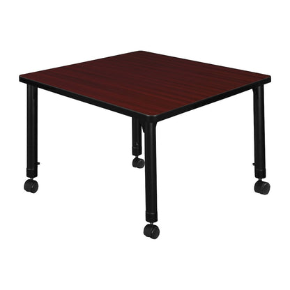 30 in. Square Height Adjustable Moblie Classroom Activity Table- Mahogany