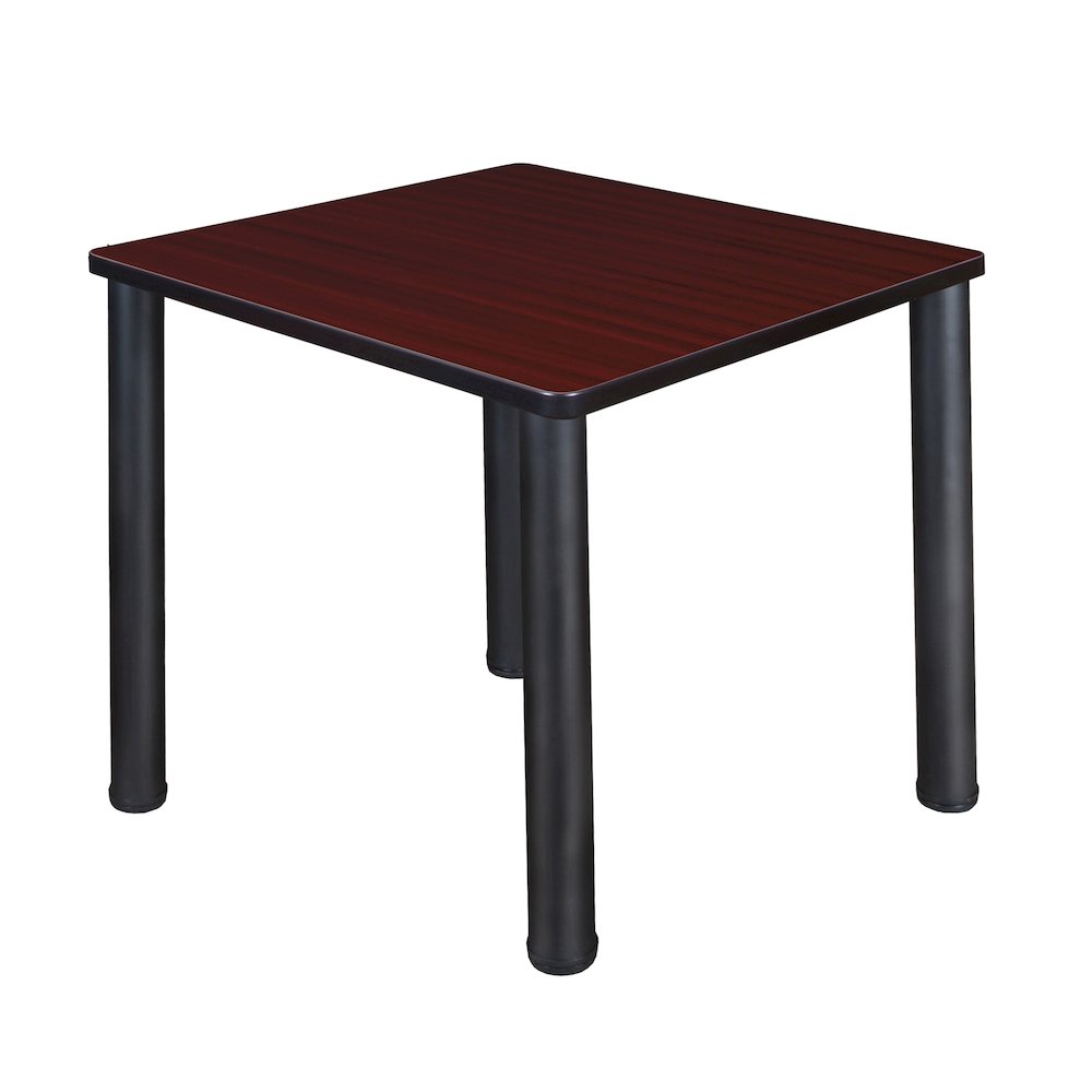 30 in. Small Square Breakroom Table- Mahogany Top, Black Legs