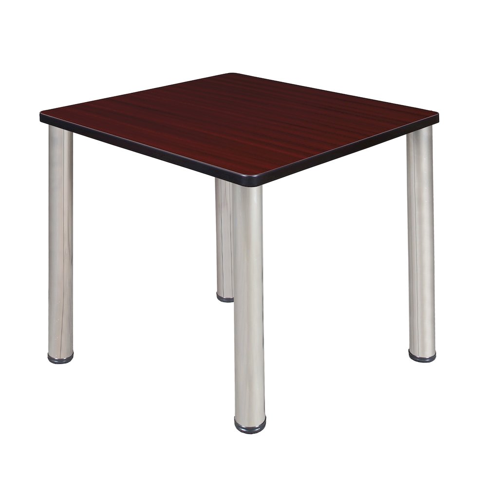 30 in. Small Square Breakroom Table- Mahogany Top, Chrome Legs