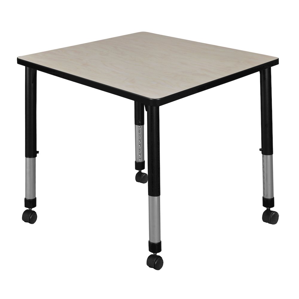 30 in. Square Height Adjustable Mobile Classroom Activity Table- Maple
