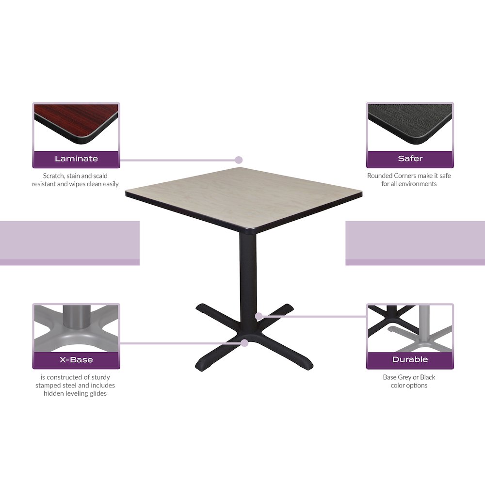 30 in. Small Square Breakroom Table- Maple Top, Black Legs