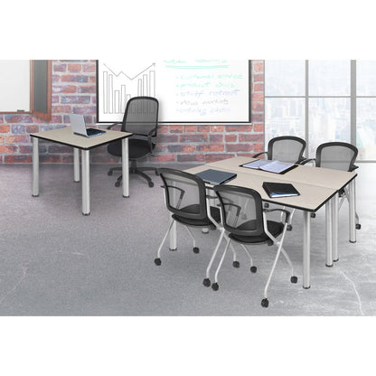 30 in. Small Square Breakroom Table- Maple Top, Chrome Legs