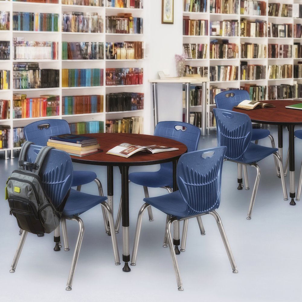 30 in.Round Height Adjustable Classroom Activity Table- Cherry
