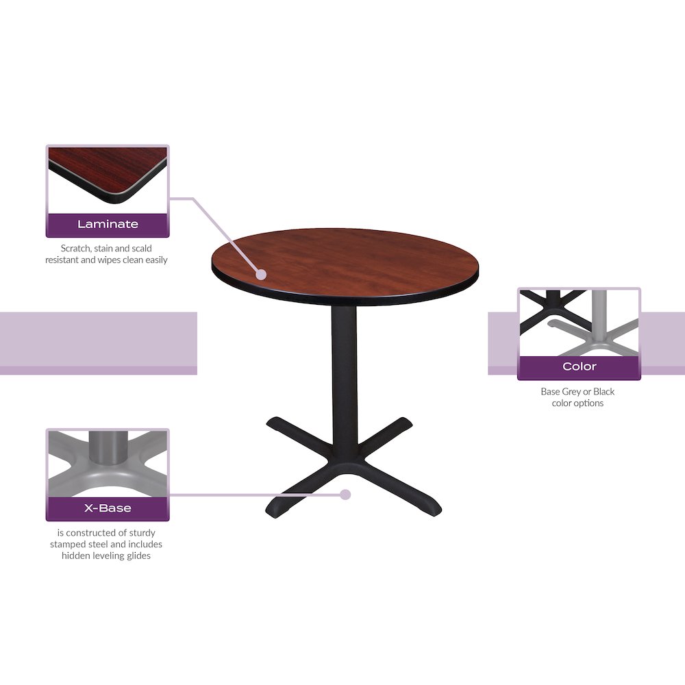 30 in.Round Height Adjustable Classroom Activity Table- Cherry