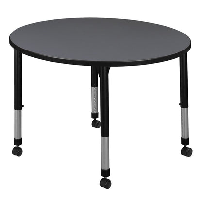 30 in. Round Height Adjustable Mobile Classroom Activity Table- Grey