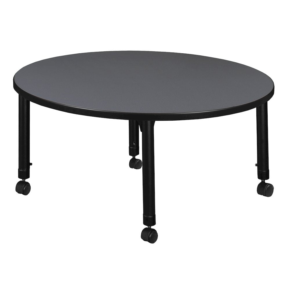 30 in. Round Height Adjustable Mobile Classroom Activity Table- Grey