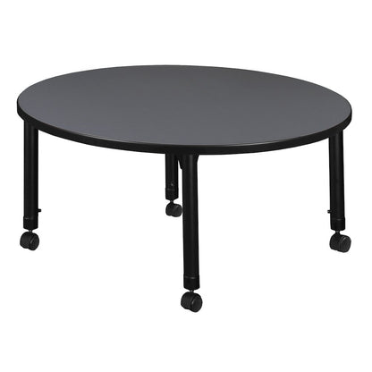 30 in. Round Height Adjustable Mobile Classroom Activity Table- Grey