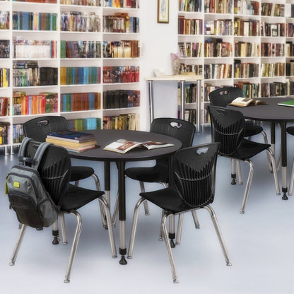 30 in. Round Height Adjustable Mobile Classroom Activity Table- Grey