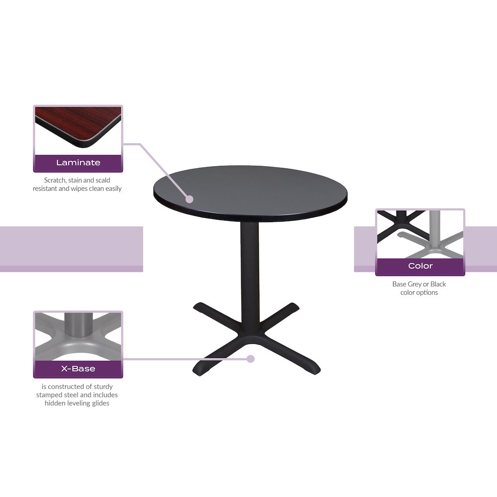 30 in.Round Height Adjustable Classroom Activity Table- Grey