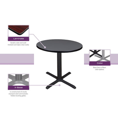 30 in.Round Height Adjustable Classroom Activity Table- Grey