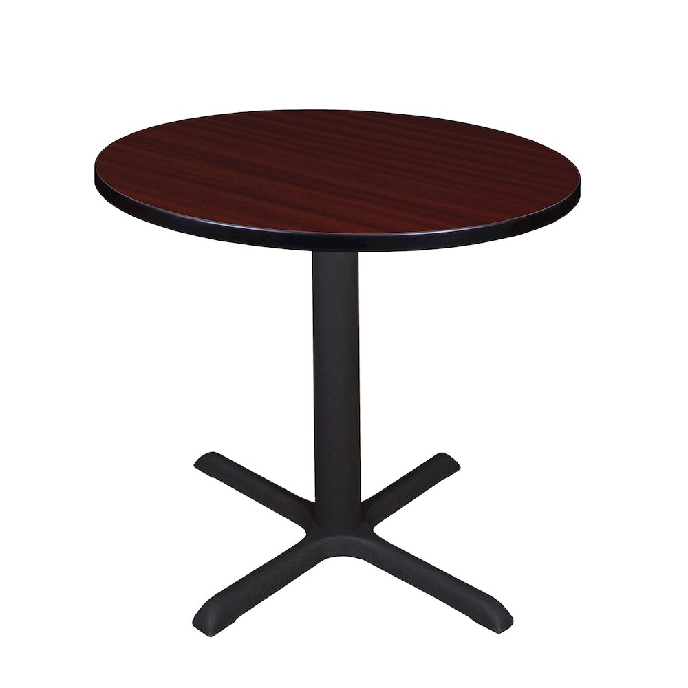 Small 30 in. Round X-Base Breakroom Table- Mahogany