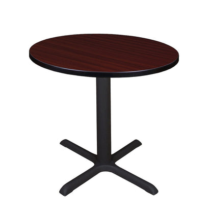 Small 30 in. Round X-Base Breakroom Table- Mahogany
