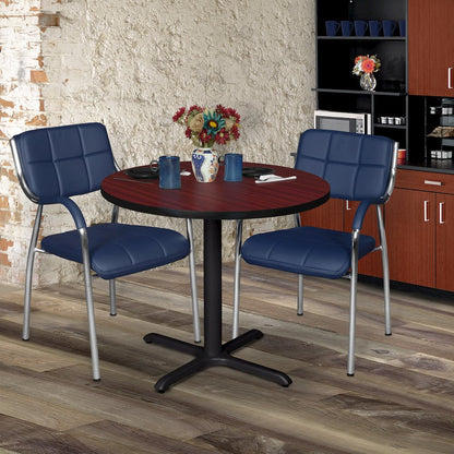 Small 30 in. Round X-Base Breakroom Table- Mahogany