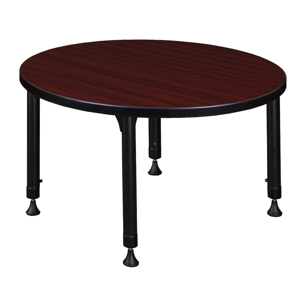 30 in.Round Height Adjustable Classroom Activity Table- Mahogany