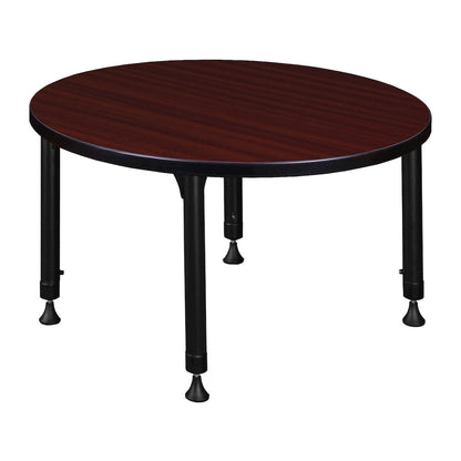 30 in.Round Height Adjustable Classroom Activity Table- Mahogany