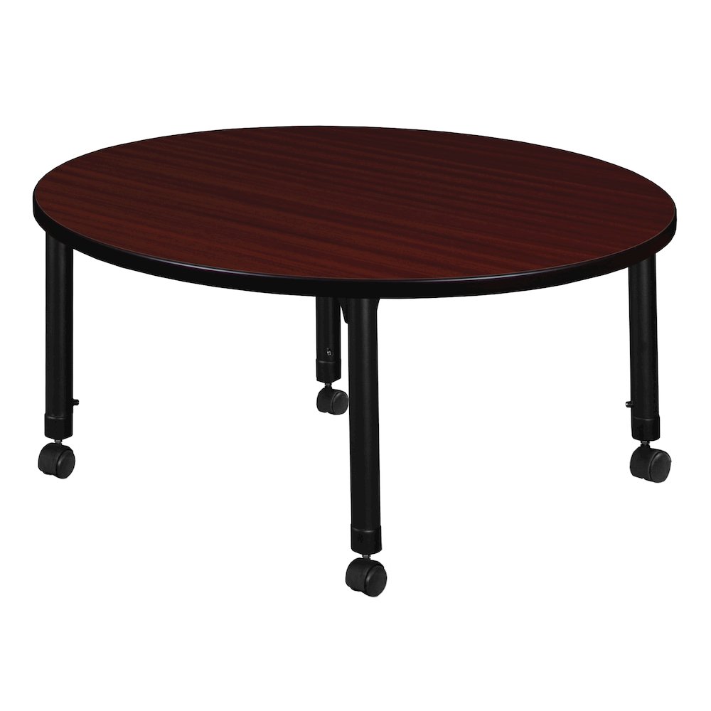 30 in. Round Height Adjustable Mobile Classroom Activity Table- Mahogany