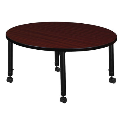 30 in. Round Height Adjustable Mobile Classroom Activity Table- Mahogany