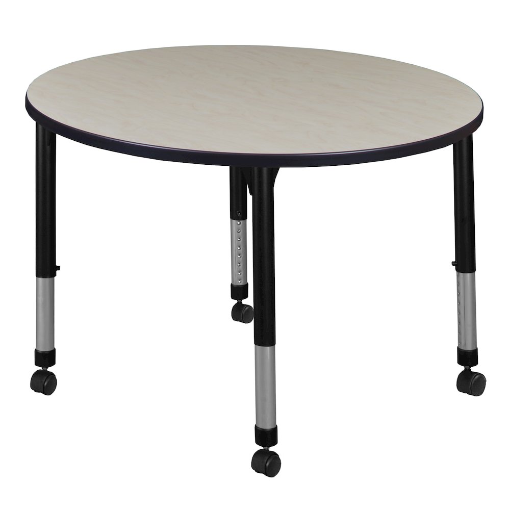 30 in. Round Height Adjustable Mobile Classroom Activity Table- Maple