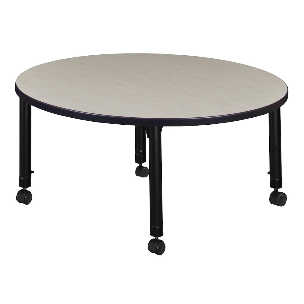 30 in. Round Height Adjustable Mobile Classroom Activity Table- Maple