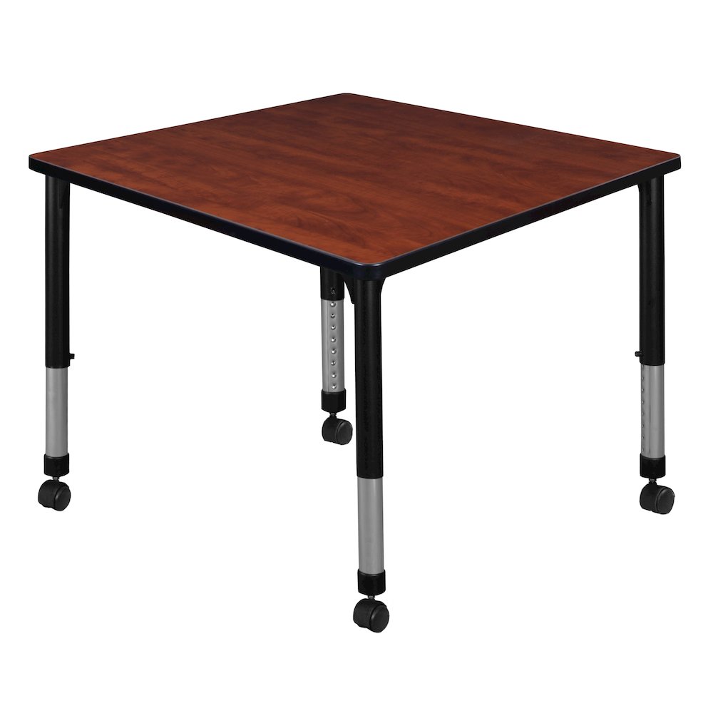 36 in. Square Height Adjustable Mobile Classroom Activity Table- Cherry