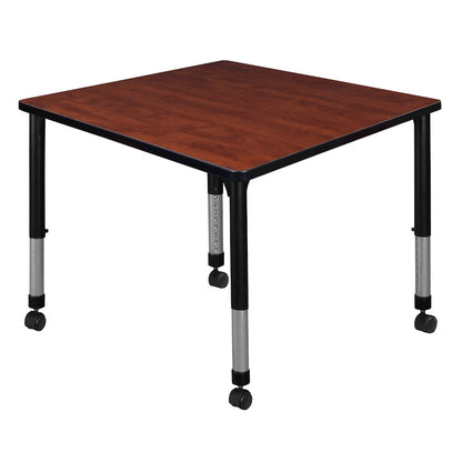 36 in. Square Height Adjustable Mobile Classroom Activity Table- Cherry