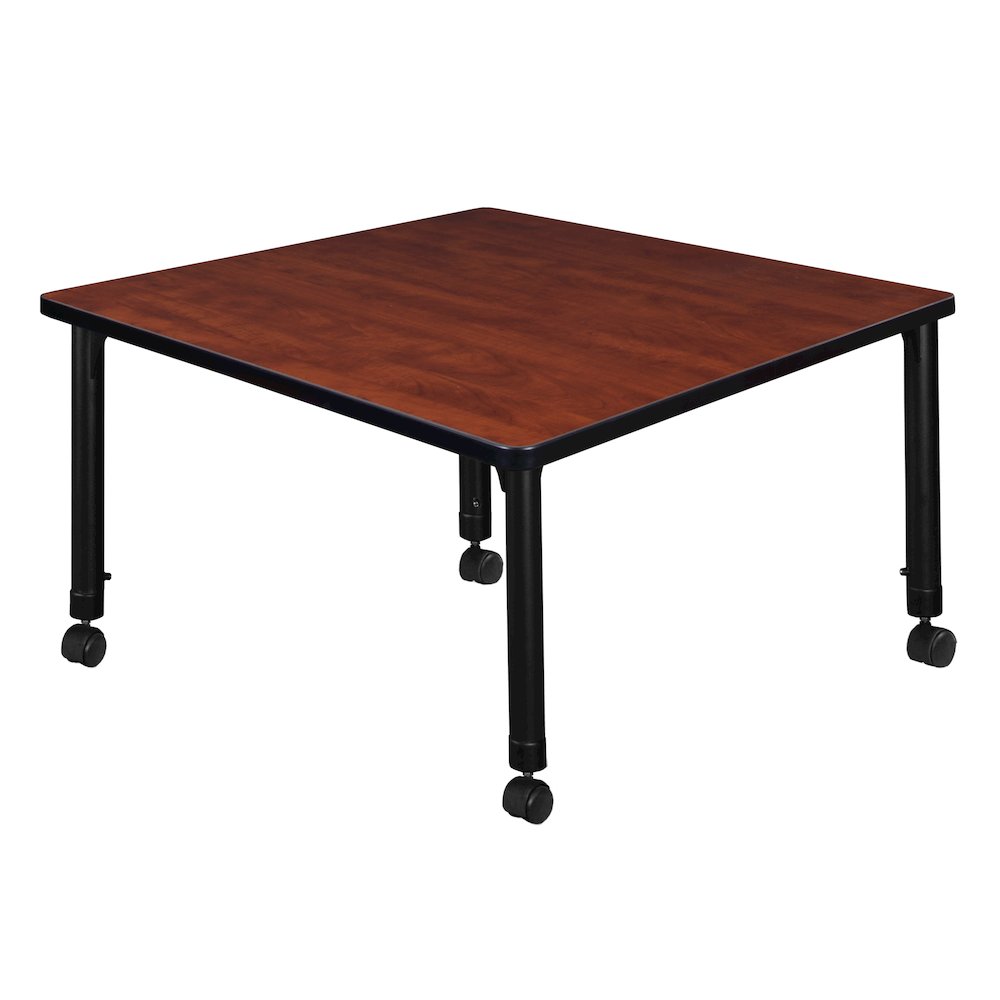 36 in. Square Height Adjustable Mobile Classroom Activity Table- Cherry