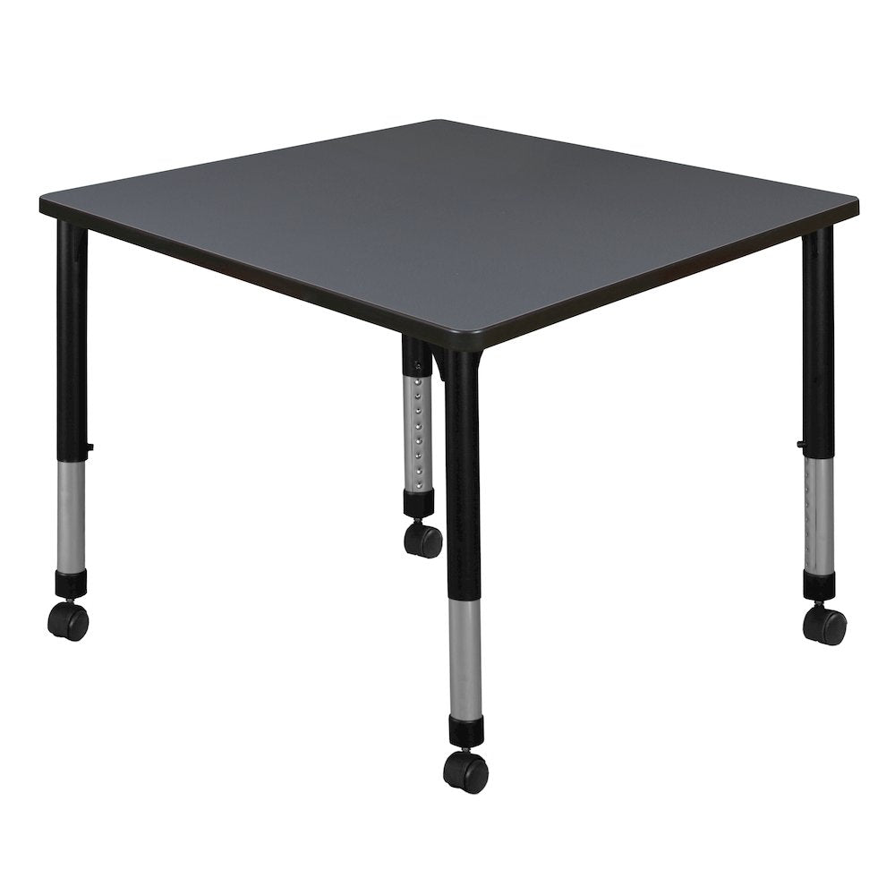 36 in. Square Height Adjustable Mobile Classroom Activity Table- Grey