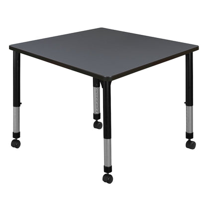 36 in. Square Height Adjustable Mobile Classroom Activity Table- Grey