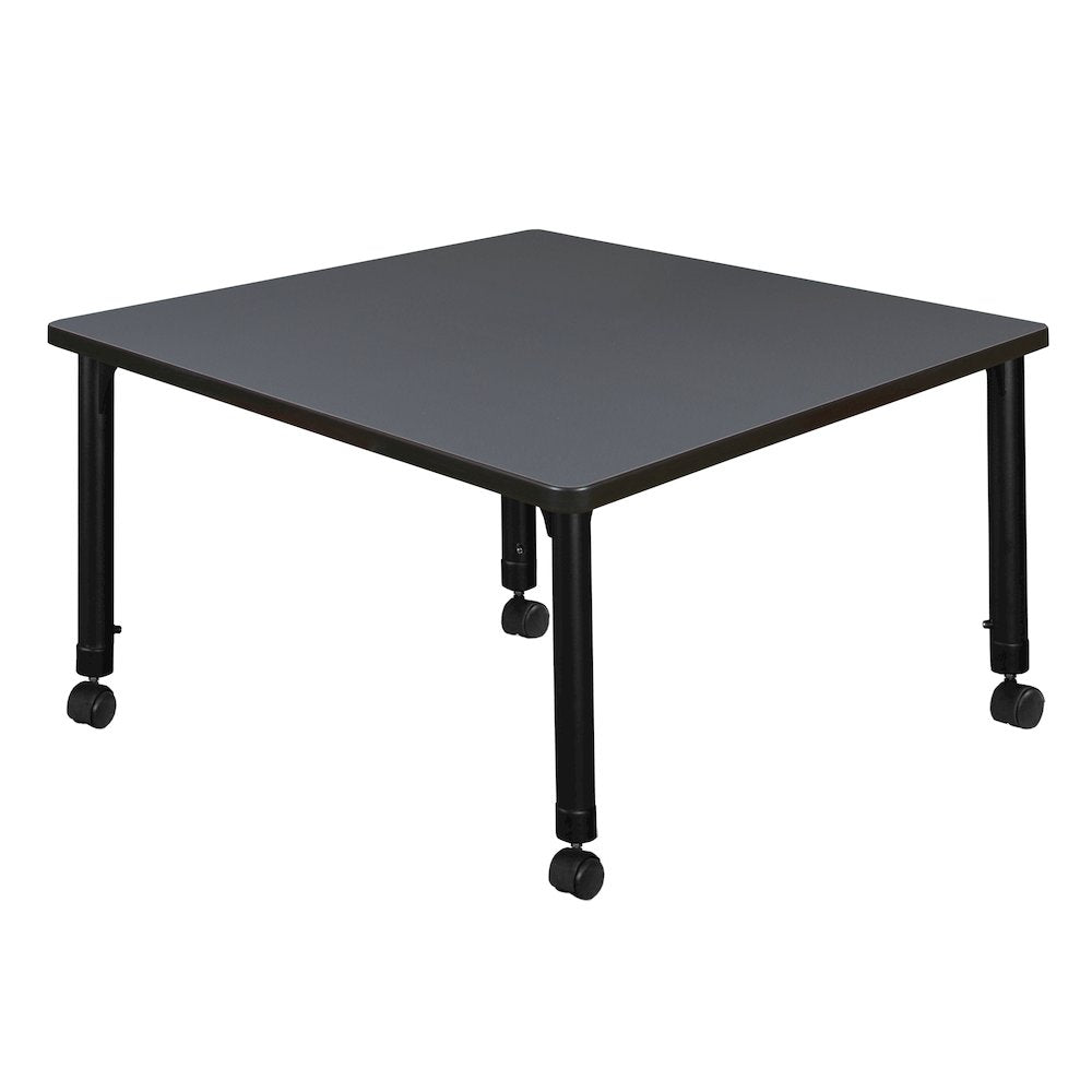 36 in. Square Height Adjustable Mobile Classroom Activity Table- Grey