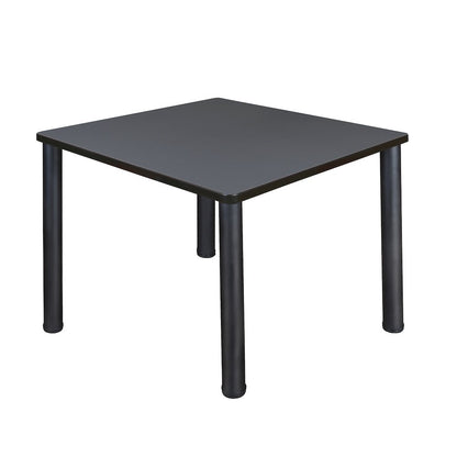 36 in. Medium Square Breakroom Table- Grey Top, Black Legs