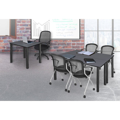 36 in. Medium Square Breakroom Table- Grey Top, Black Legs