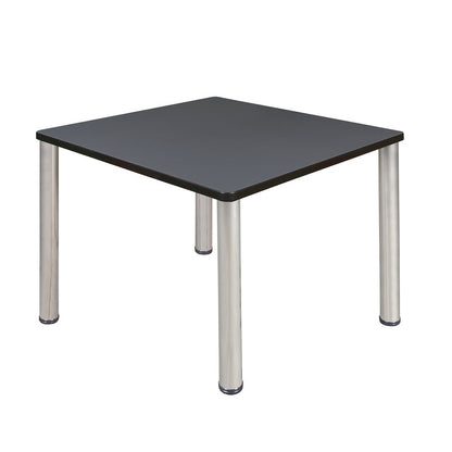 36 in. Medium Square Breakroom Table- Grey Top, Chrome Legs