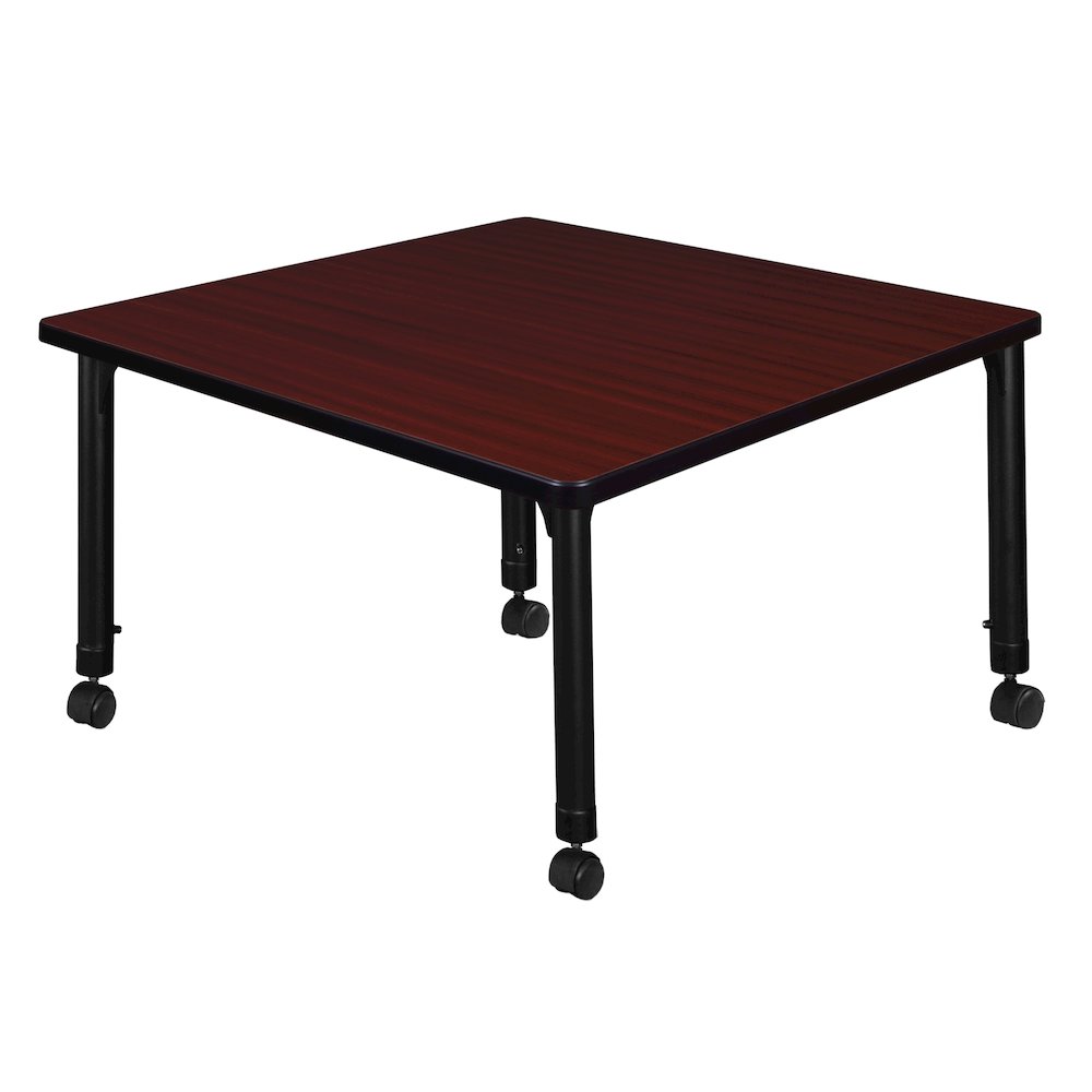 36 in. Square Height Adjustable Mobile Classroom Activity Table- Mahogany