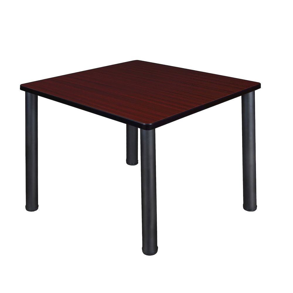 36 in. Medium Square Breakroom Table- Mahogany Top, Black Legs