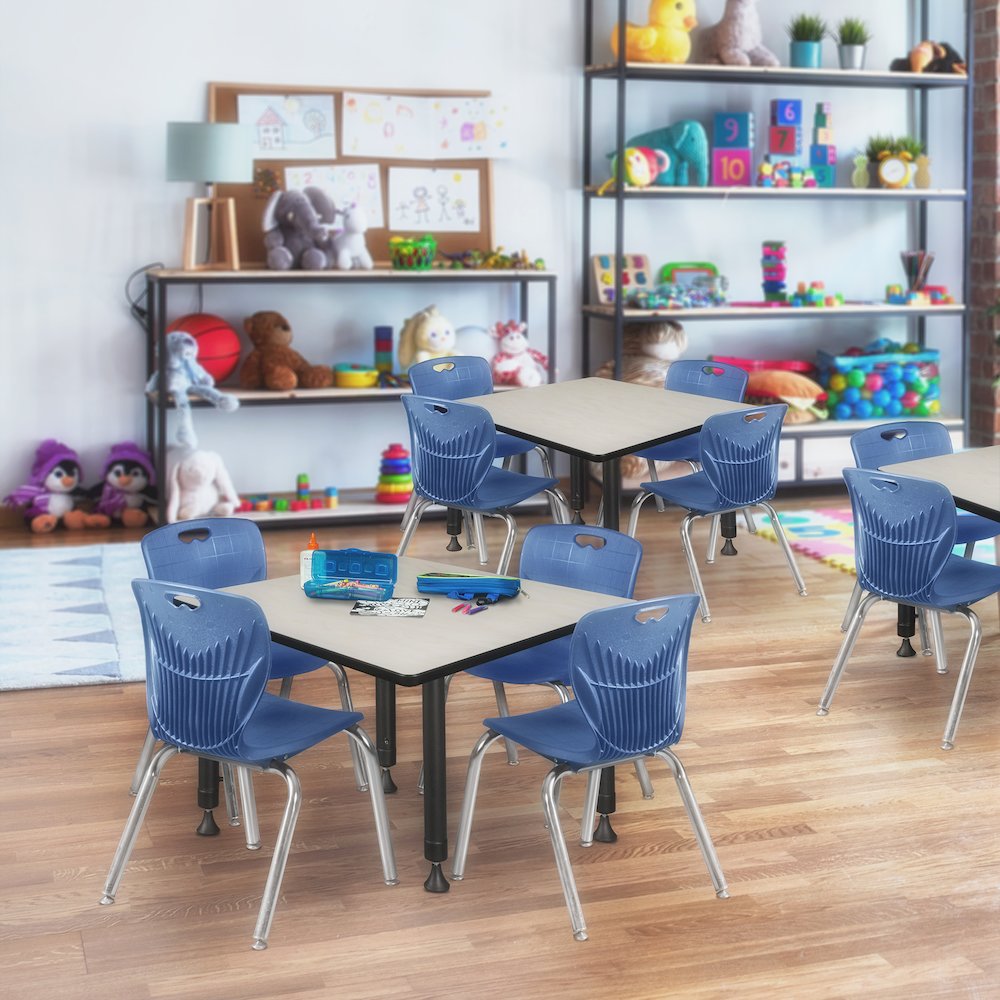 36 in. Square Height Adjustable Classroom Activity Table- Maple