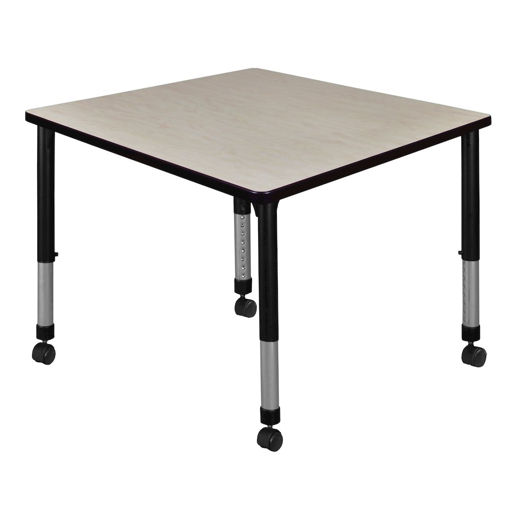 36 in. Square Height Adjustable Mobile Classroom Activity Table- Maple
