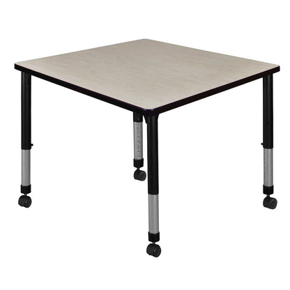 36 in. Square Height Adjustable Mobile Classroom Activity Table- Maple