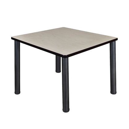 36 in. Medium Square Breakroom Table- Maple Top, Black Legs