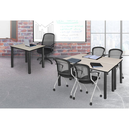 36 in. Medium Square Breakroom Table- Maple Top, Black Legs