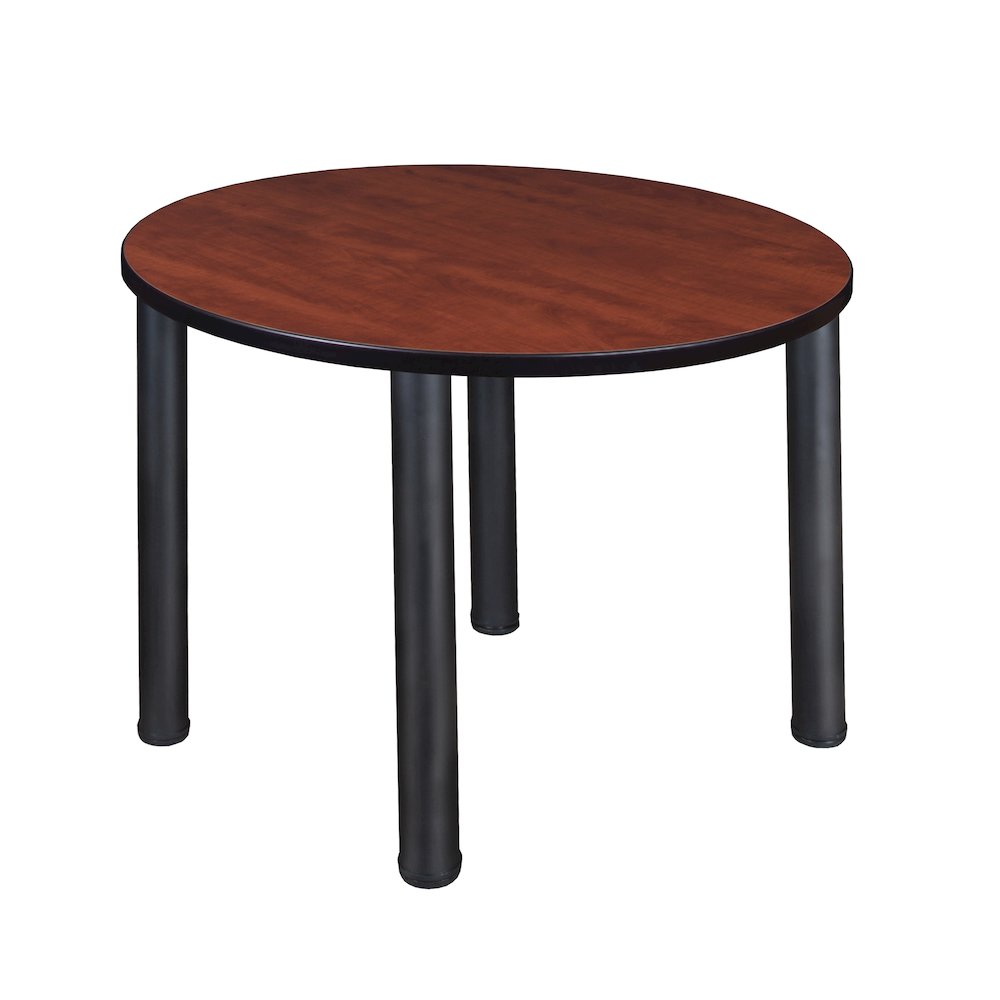 36 in. Medium Round Breakroom Table- Cherry Top, Black Legs
