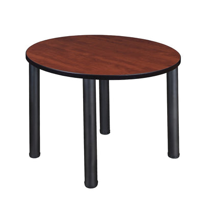 36 in. Medium Round Breakroom Table- Cherry Top, Black Legs