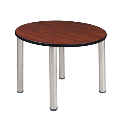 36 in. Medium Round Breakroom Table- Cherry Top, Chrome Legs