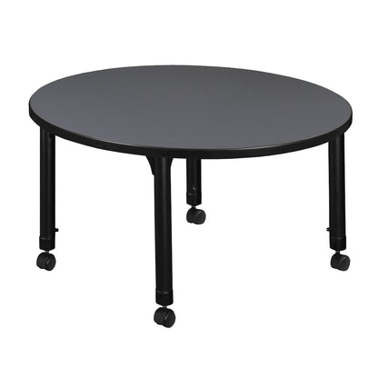 36 in. Round Height Adjustable Mobile Classroom Activity Table- Grey