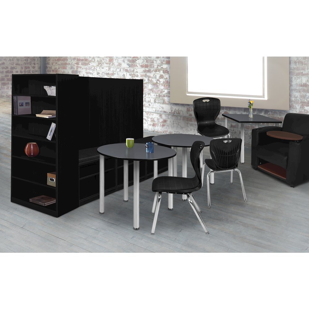 36 in. Medium Round Breakroom Table- Grey Top, Chrome Legs
